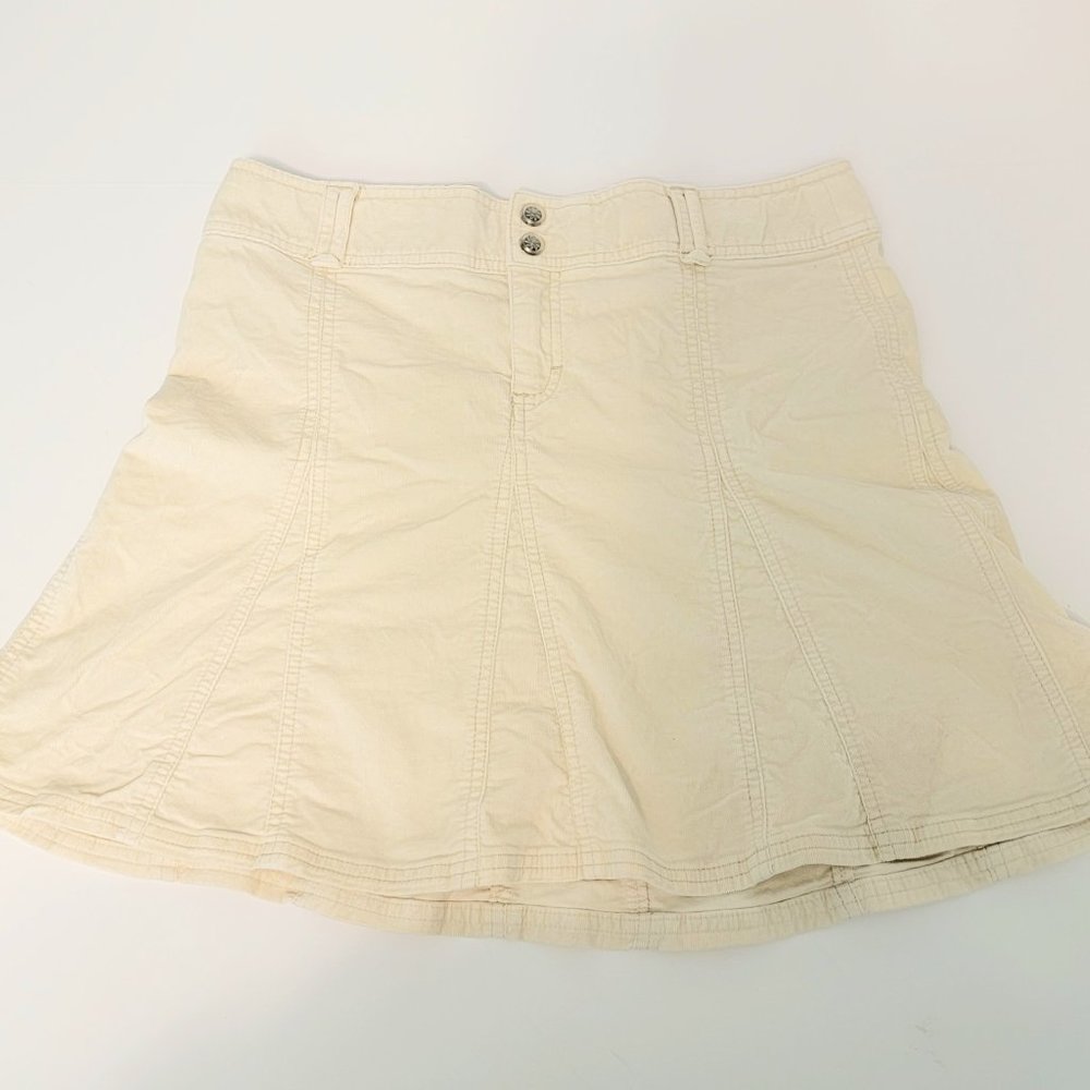 Athleta Size 6P Petite Whenever Corduroy Cord Skirt Sandcastle Cream Beige